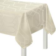 Vanilla Cream Hexagon Damask Fabric Tablecloth, 60in x 104in